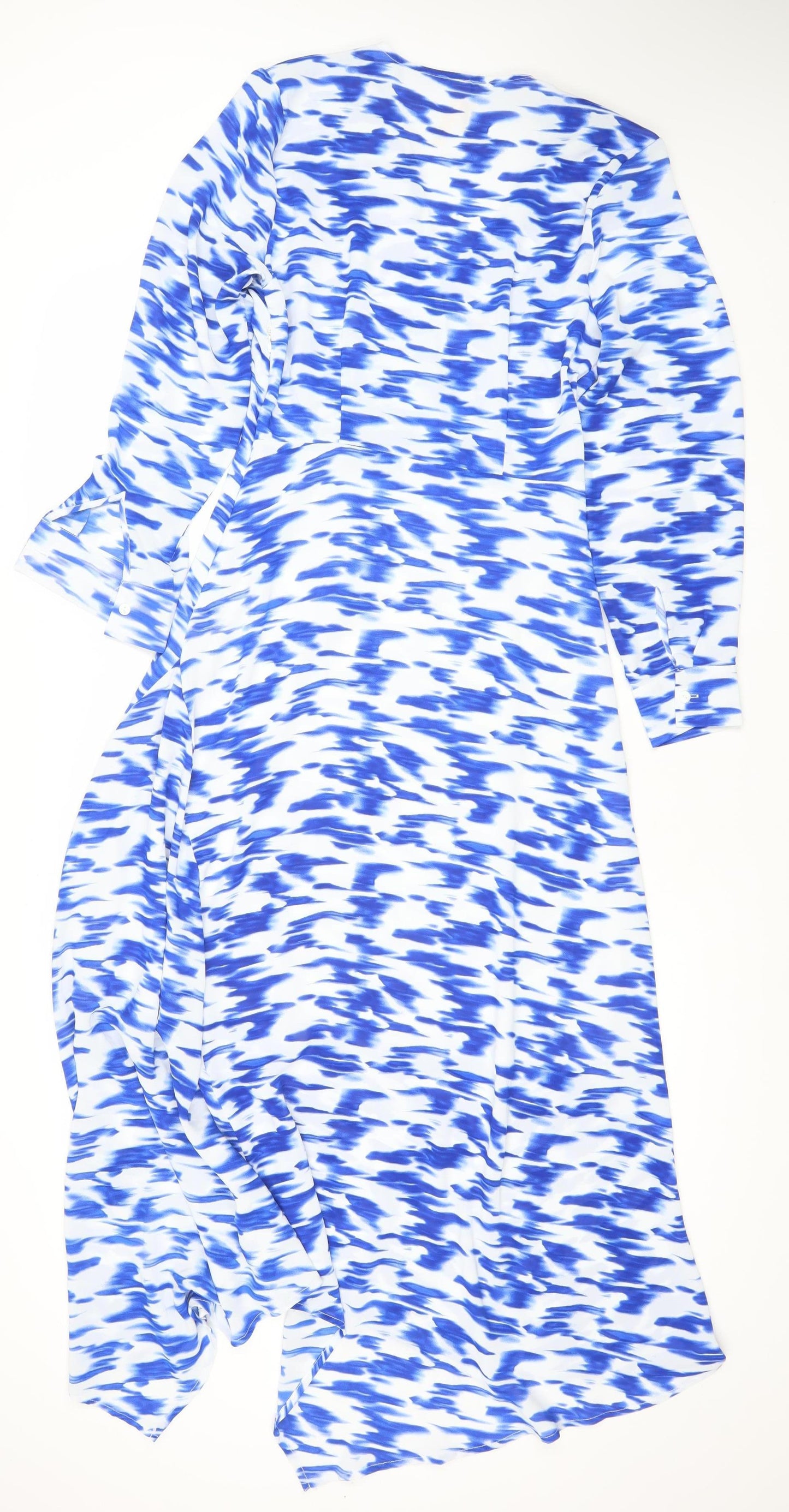 Elli White Women’s Blue Long Wrap Dress Size S V-Neck Party