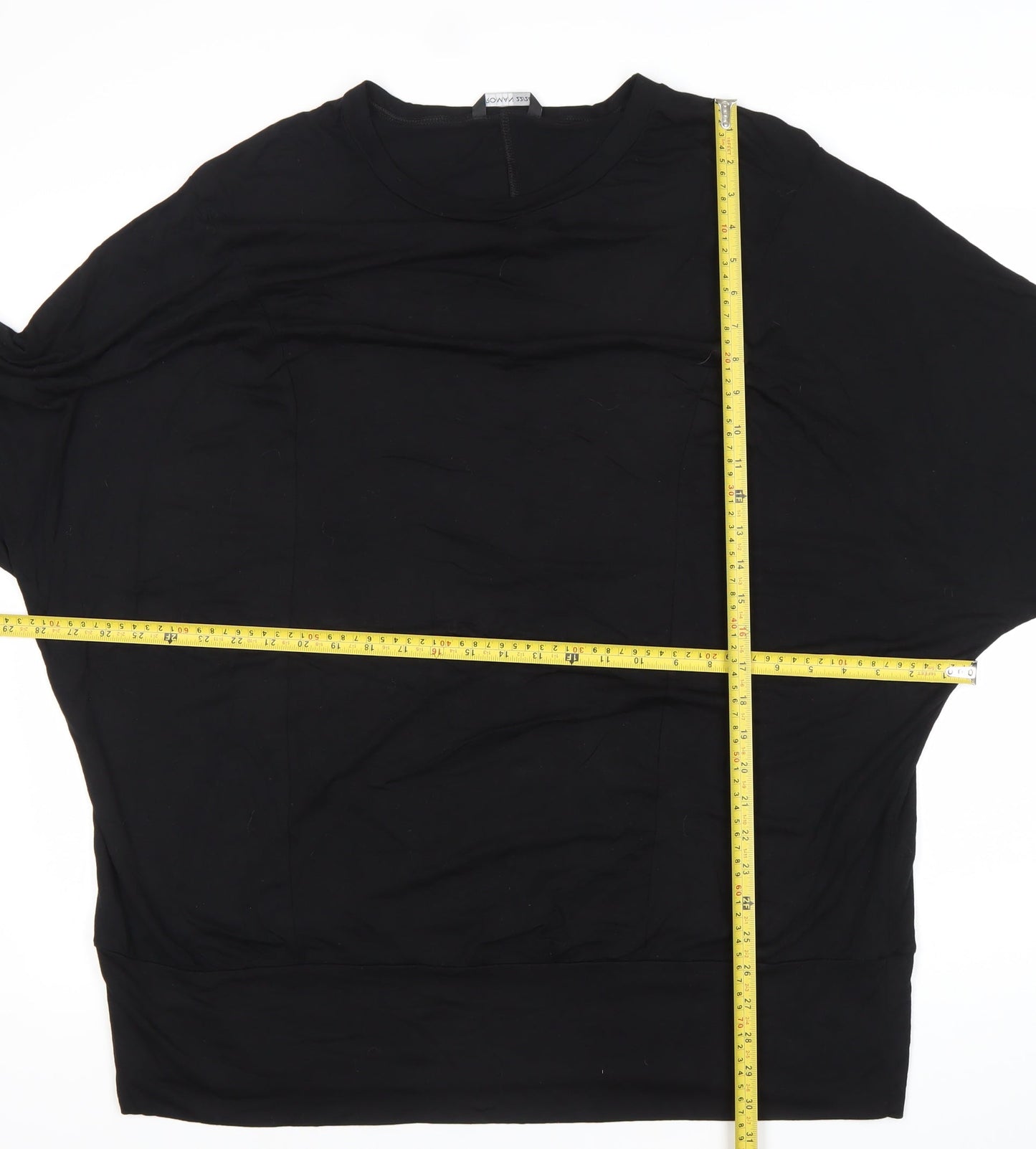 Womens UK Size XL Roman Black Basic T-Shirt