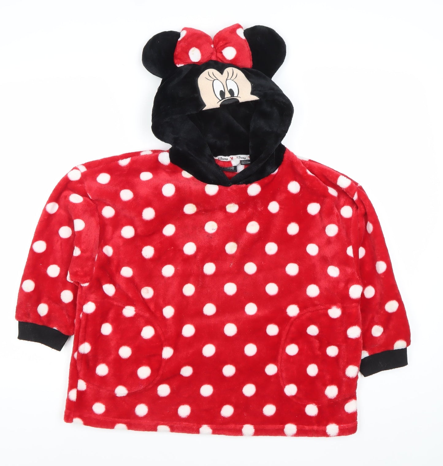 Disney Girls Minnie Mouse Red Polka Dot Fleece Hoodie 4-5Y