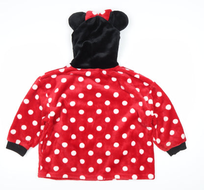 Disney Girls Minnie Mouse Red Polka Dot Fleece Hoodie 4-5Y