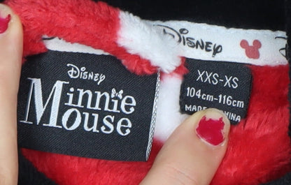 Disney Girls Minnie Mouse Red Polka Dot Fleece Hoodie 4-5Y
