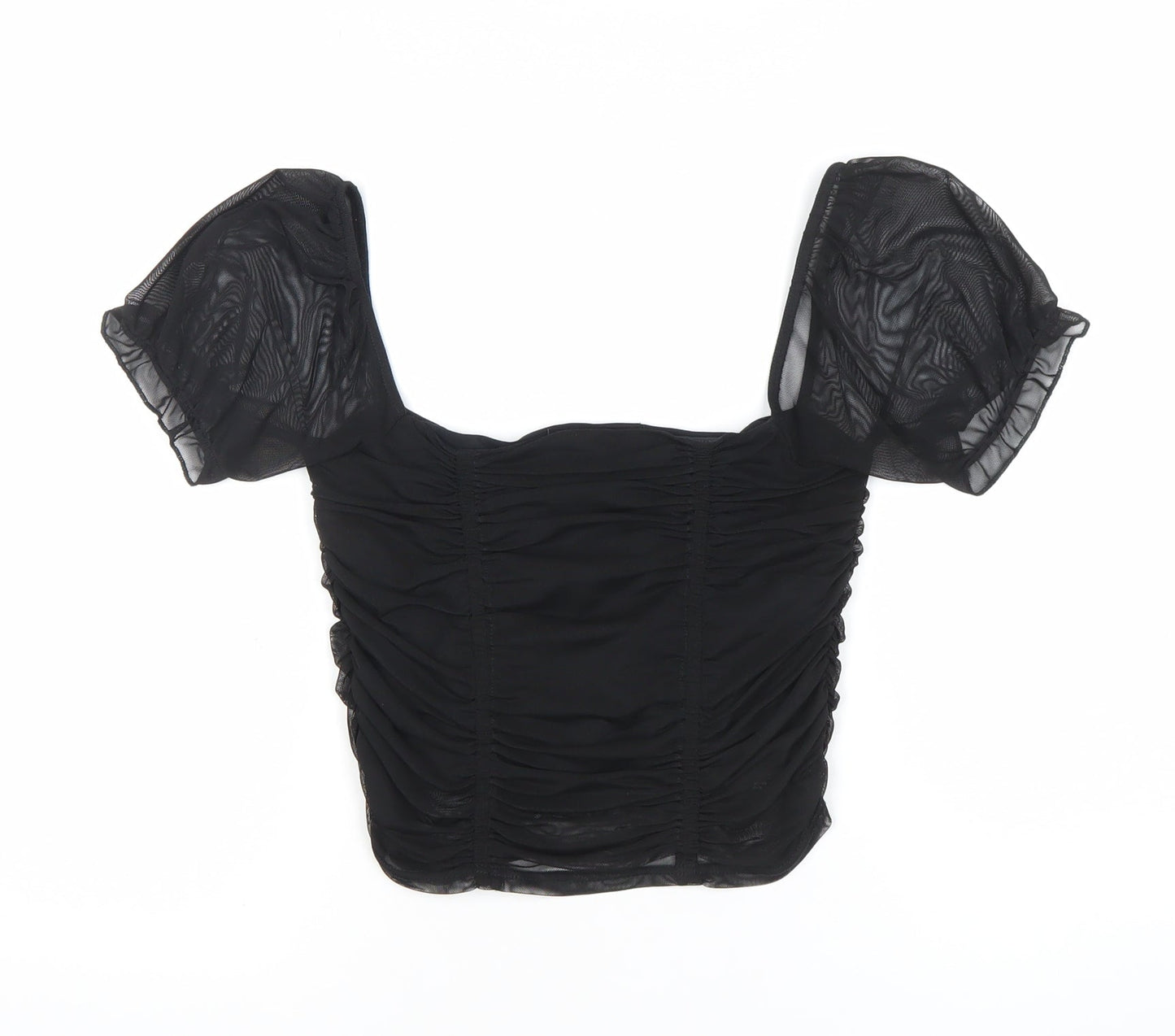 Womens UK Size S Urban Outfitters Black Cropped Blouse