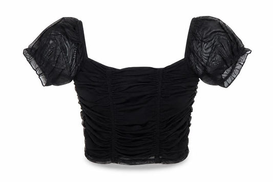 Womens UK Size S Urban Outfitters Black Cropped Blouse