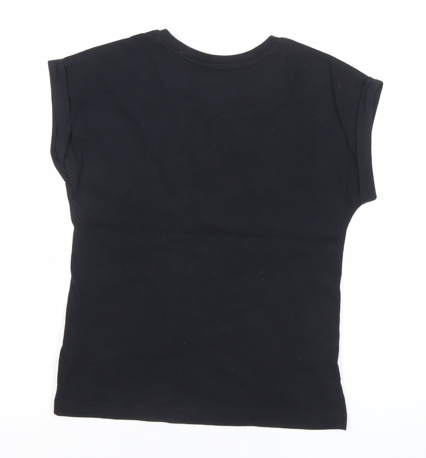 Marks and Spencer Girls Black Friends Logo T-Shirt 8-9 Years Short Sleeve