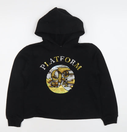 Harry Potter Girls Black Sequin Pullover Hoodie 11 Years Fleece