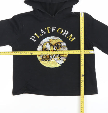 Harry Potter Girls Black Sequin Pullover Hoodie 11 Years Fleece