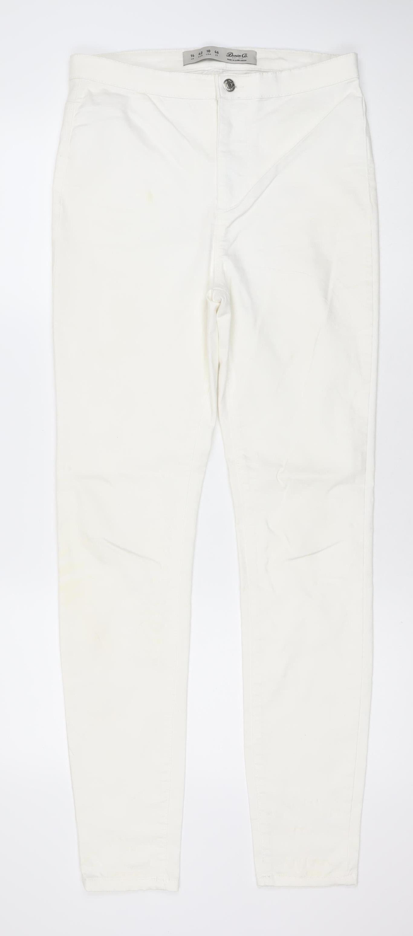 Denim Co Women White Skinny Slim Jeans Size 14 Stretch Cotton