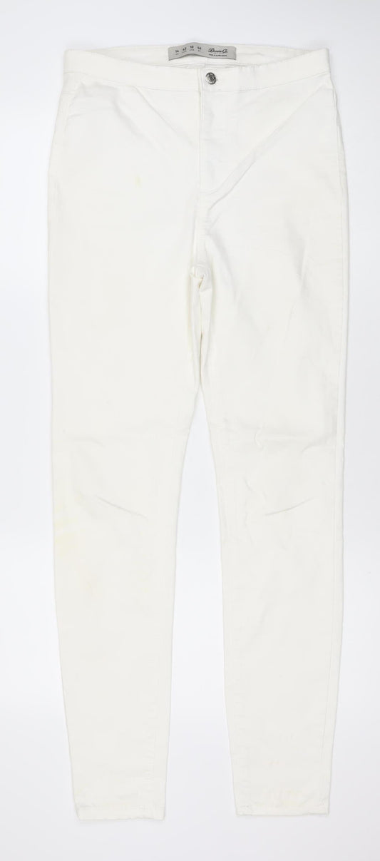Denim Co Women White Skinny Slim Jeans Size 14 Stretch Cotton