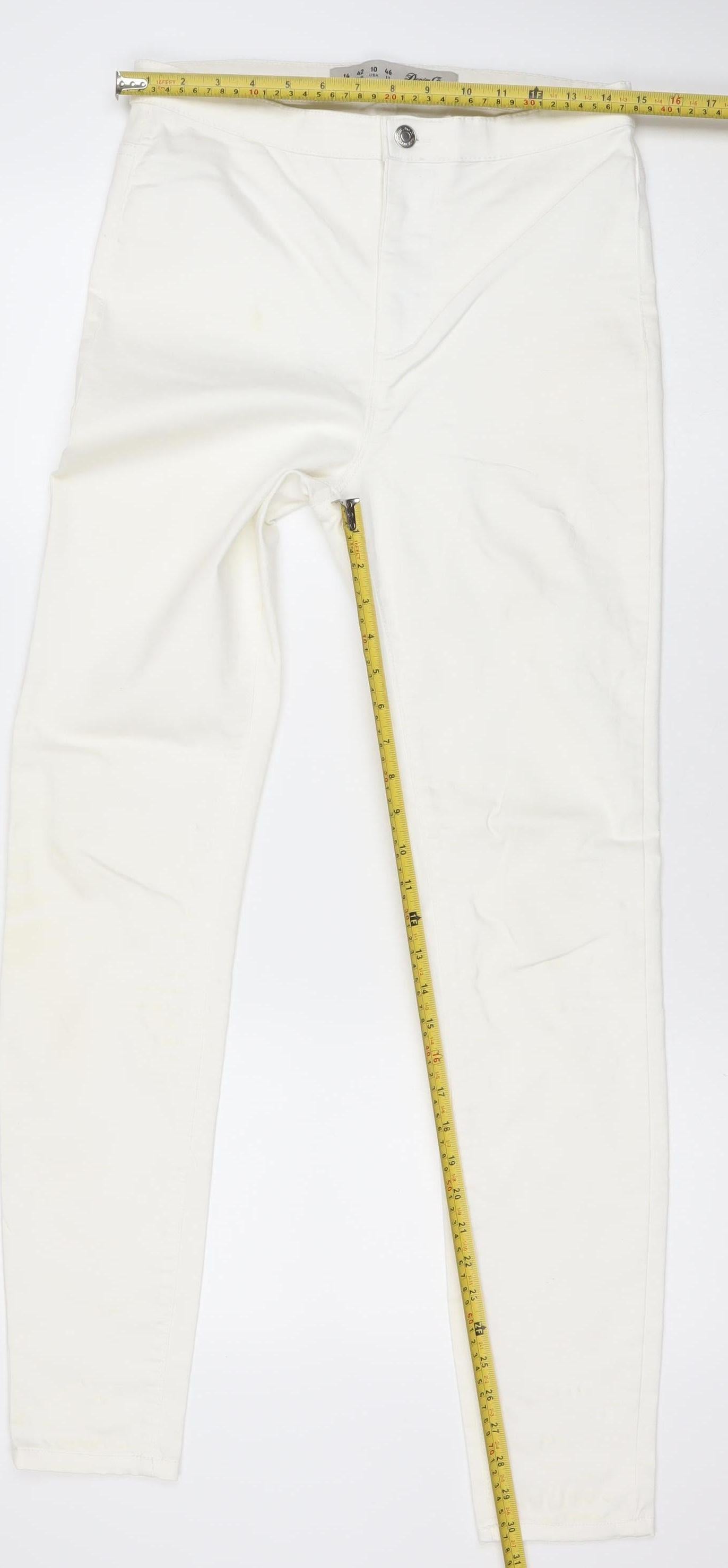 Denim Co Women White Skinny Slim Jeans Size 14 Stretch Cotton