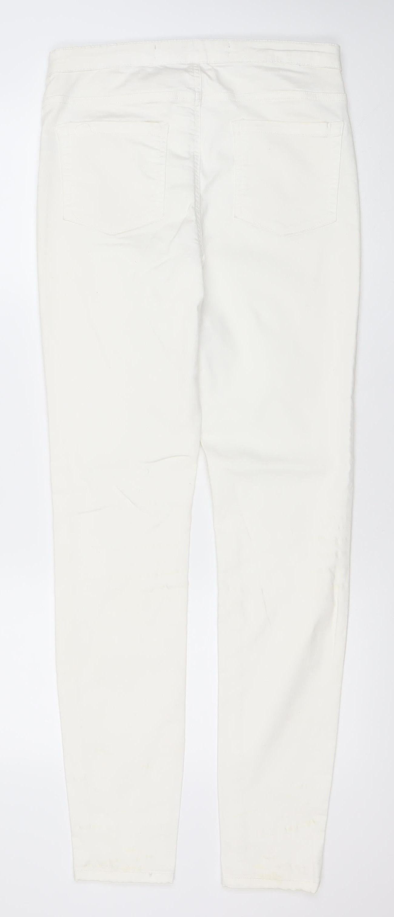 Denim Co Women White Skinny Slim Jeans Size 14 Stretch Cotton
