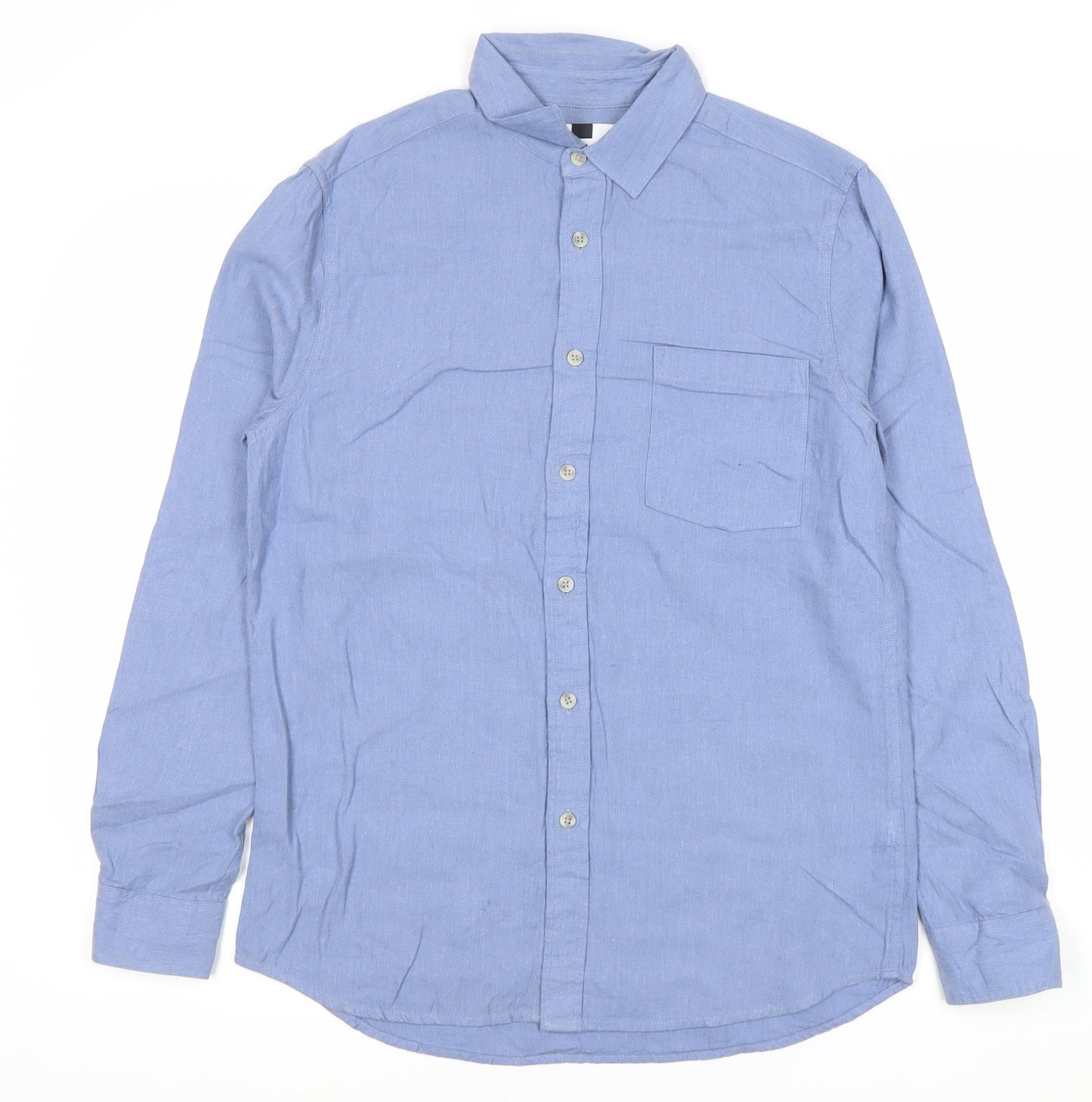 Topman Men’s Blue Cotton Long Sleeve Dress Shirt S Regular Fit