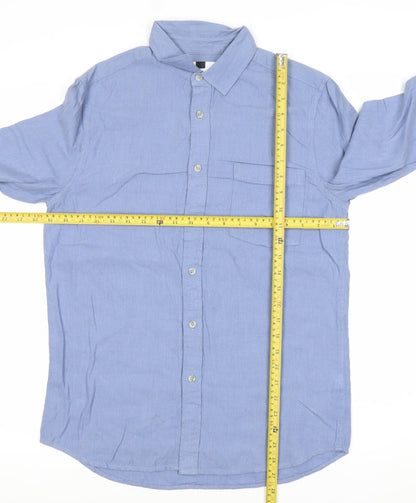 Topman Men’s Blue Cotton Long Sleeve Dress Shirt S Regular Fit