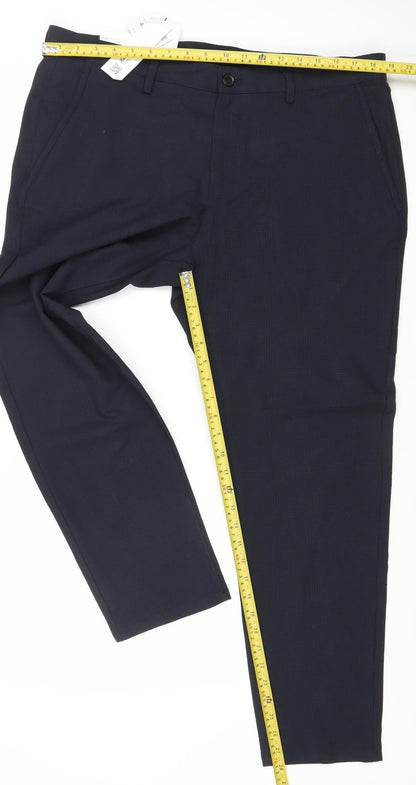 Zara Men’s Blue Slim Fit Check Dress Pants Trousers Size L 36W