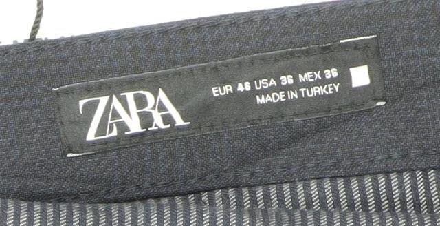 Zara Men’s Blue Slim Fit Check Dress Pants Trousers Size L 36W