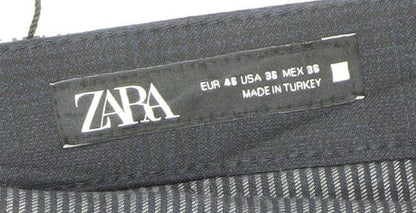 Zara Men’s Blue Slim Fit Check Dress Pants Trousers Size L 36W