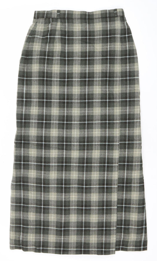 Basler Women Grey Plaid Wool Pencil Skirt Size 12 Knee Length