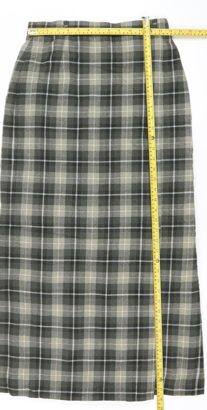 Basler Women Grey Plaid Wool Pencil Skirt Size 12 Knee Length