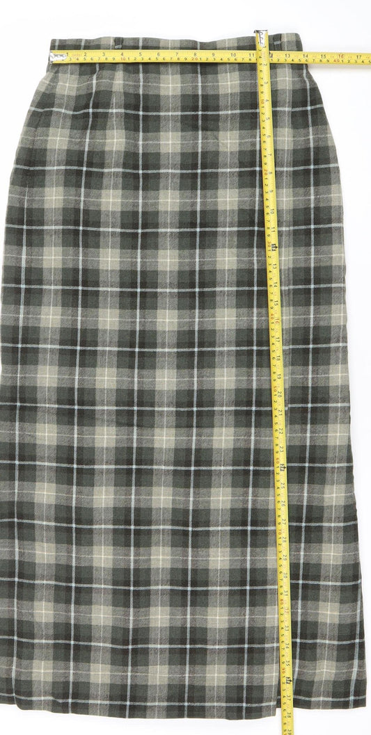 Basler Women Grey Plaid Wool Pencil Skirt Size 12 Knee Length