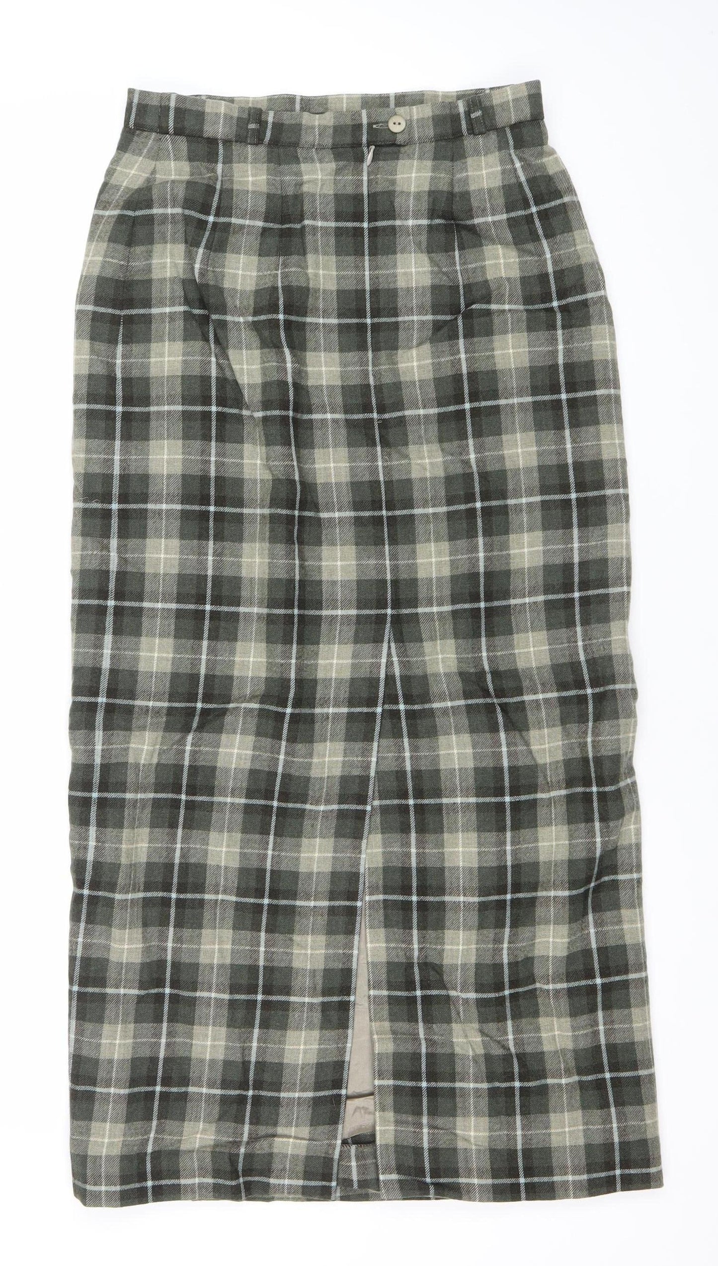 Basler Women Grey Plaid Wool Pencil Skirt Size 12 Knee Length