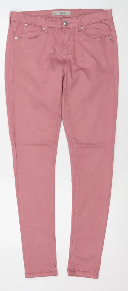 Topshop Women Pink Leigh Skinny Jeans Size 12 W30 L30 Cotton Blend