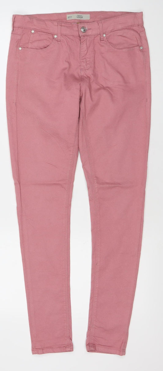 Topshop Women Pink Leigh Skinny Jeans Size 12 W30 L30 Cotton Blend