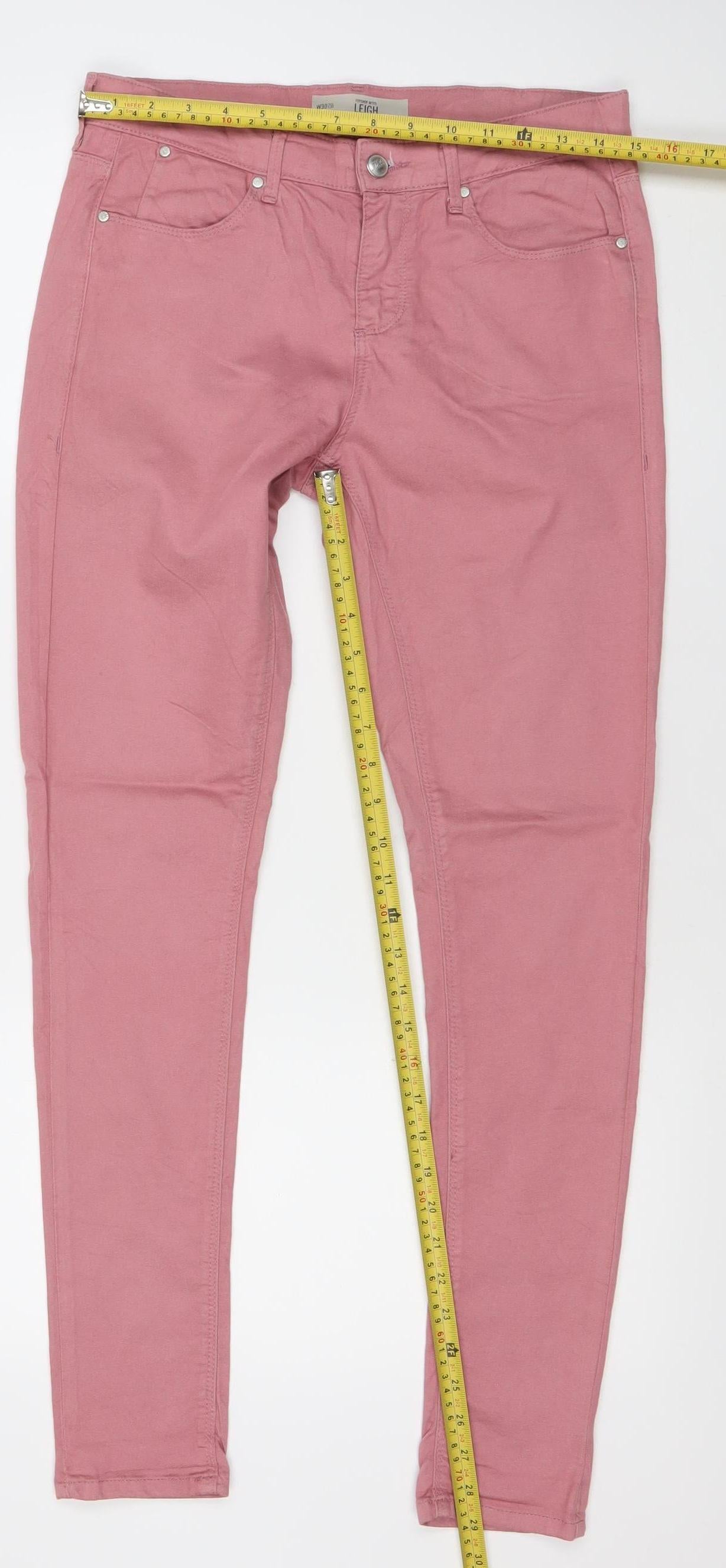 Topshop Women Pink Leigh Skinny Jeans Size 12 W30 L30 Cotton Blend