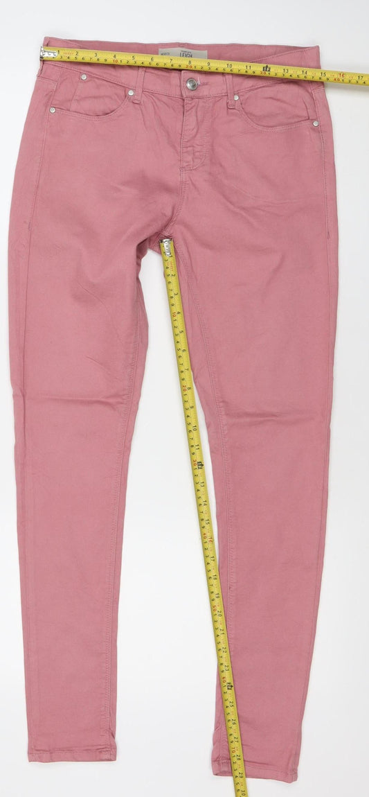 Topshop Women Pink Leigh Skinny Jeans Size 12 W30 L30 Cotton Blend