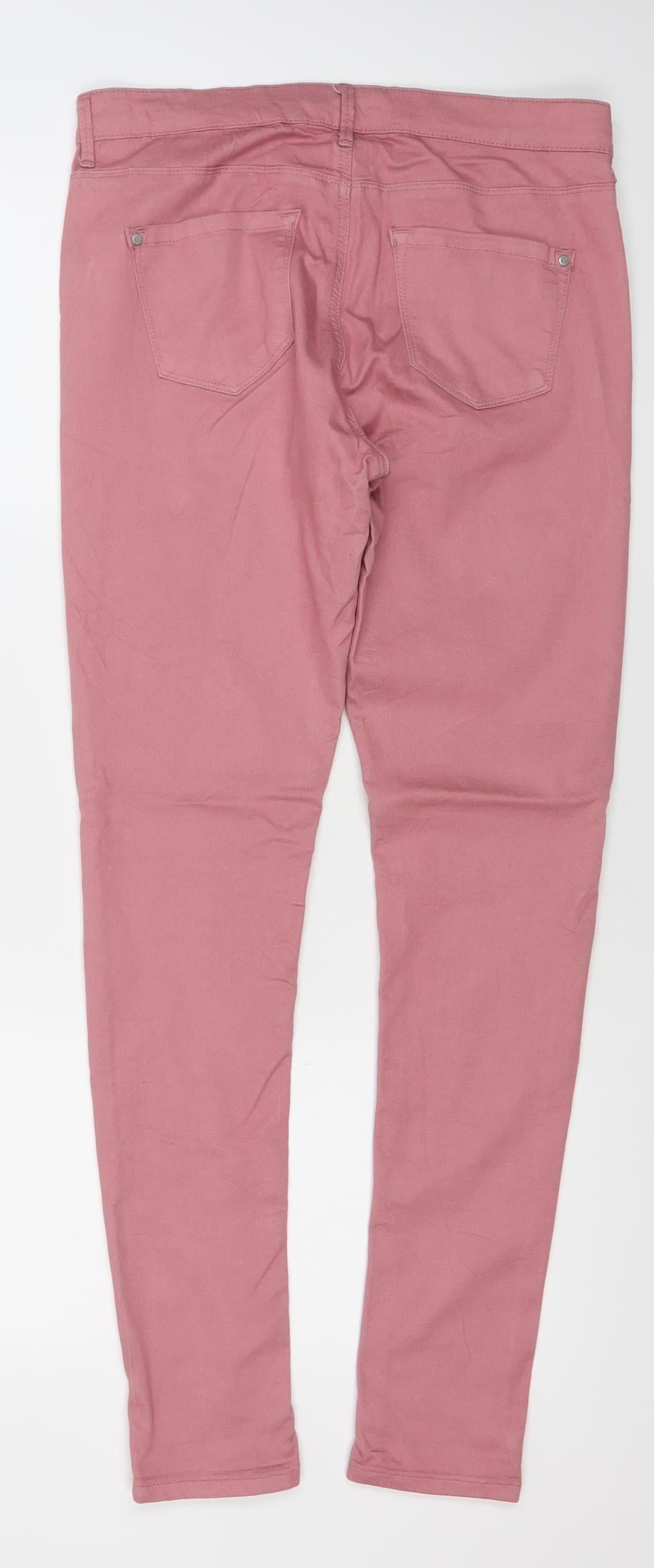 Topshop Women Pink Leigh Skinny Jeans Size 12 W30 L30 Cotton Blend