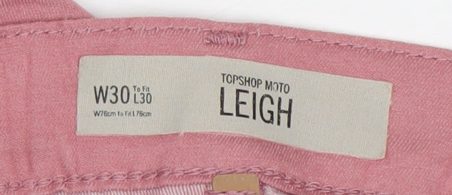 Topshop Women Pink Leigh Skinny Jeans Size 12 W30 L30 Cotton Blend