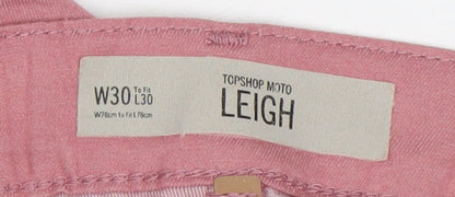 Topshop Women Pink Leigh Skinny Jeans Size 12 W30 L30 Cotton Blend