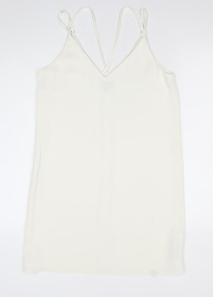 Topshop Women’s Ivory Slip Dress Size 10 V-Neck Strappy
