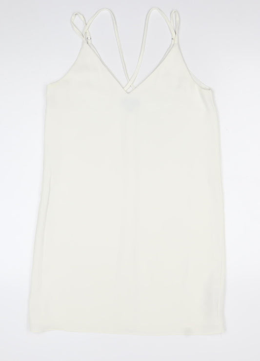 Topshop Women’s Ivory Slip Dress Size 10 V-Neck Strappy