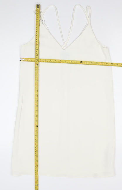 Topshop Women’s Ivory Slip Dress Size 10 V-Neck Strappy