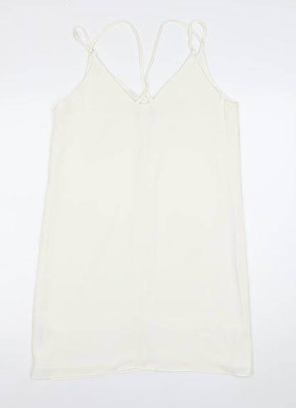 Topshop Women’s Ivory Slip Dress Size 10 V-Neck Strappy