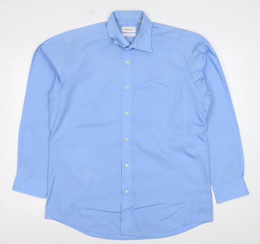 Van Heusen Men’s Blue Long Sleeve Non-Iron Dress Shirt Size L 16” Collar