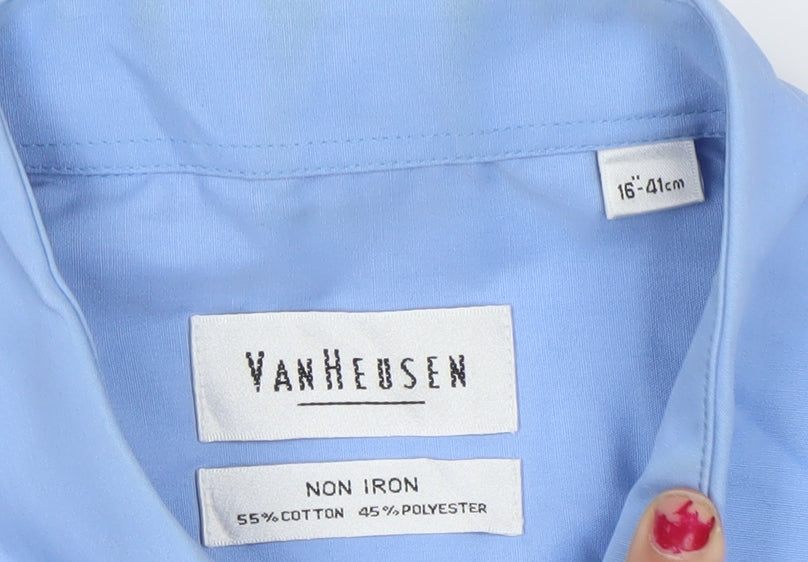 Van Heusen Men’s Blue Long Sleeve Non-Iron Dress Shirt Size L 16” Collar