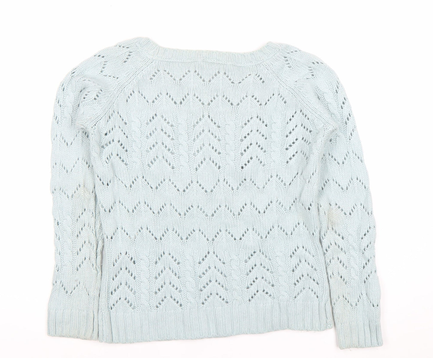 Fat Face Womens Blue Cable Knit Jumper Size 12 Crew Neck