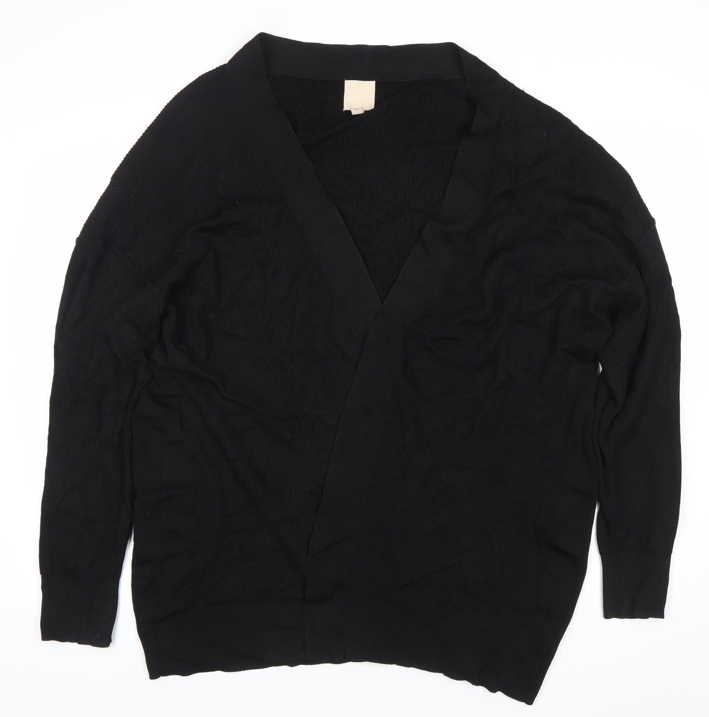 H&M Womens Black V-Neck Knit Cardigan Medium M Long Sleeve