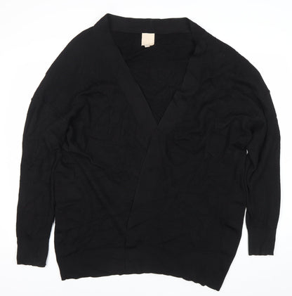 H&M Womens Black V-Neck Knit Cardigan Medium M Long Sleeve
