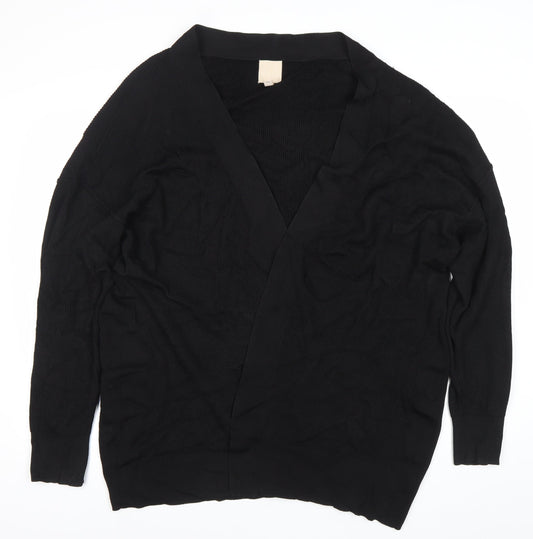 H&M Womens Black V-Neck Knit Cardigan Medium M Long Sleeve