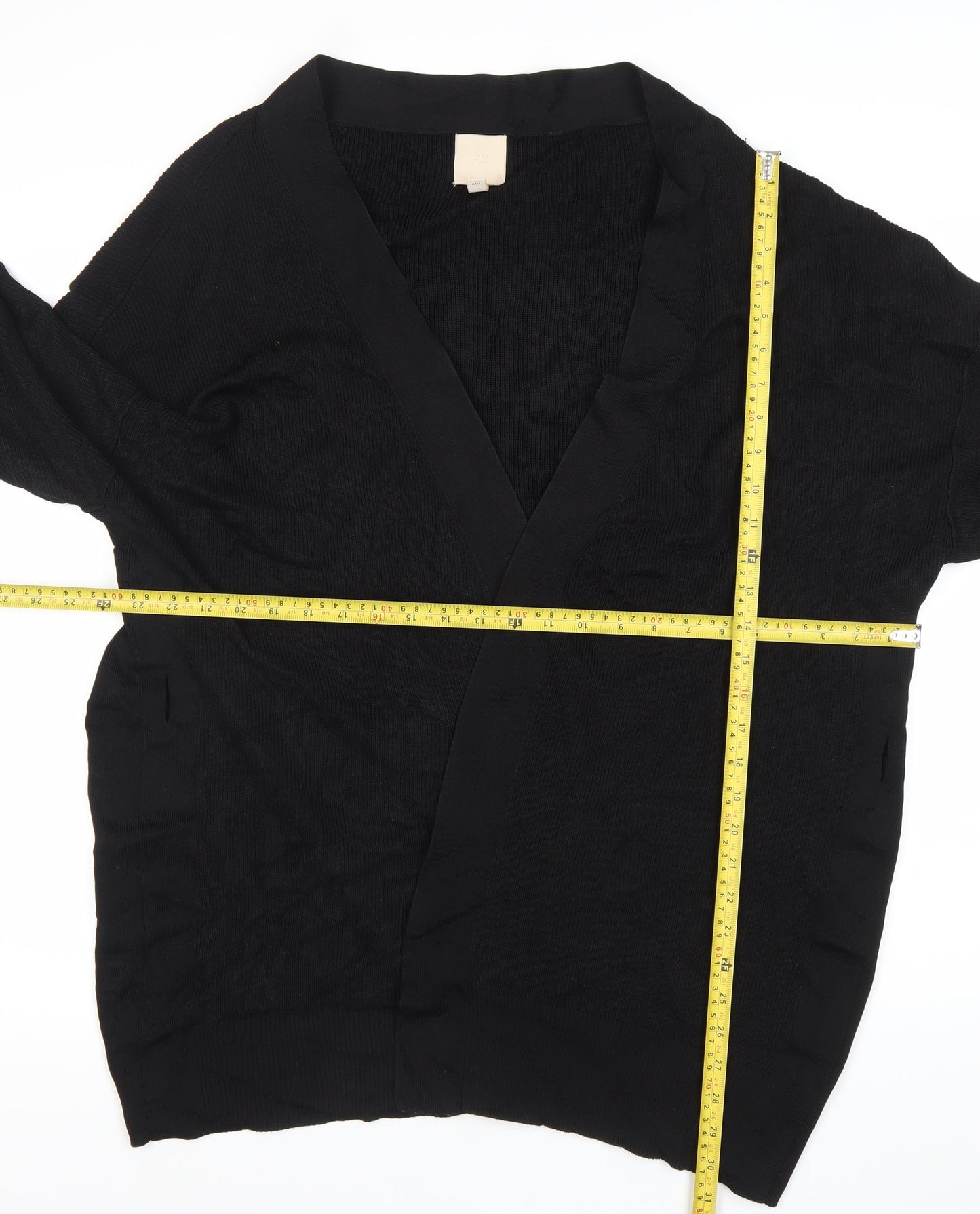 H&M Womens Black V-Neck Knit Cardigan Medium M Long Sleeve