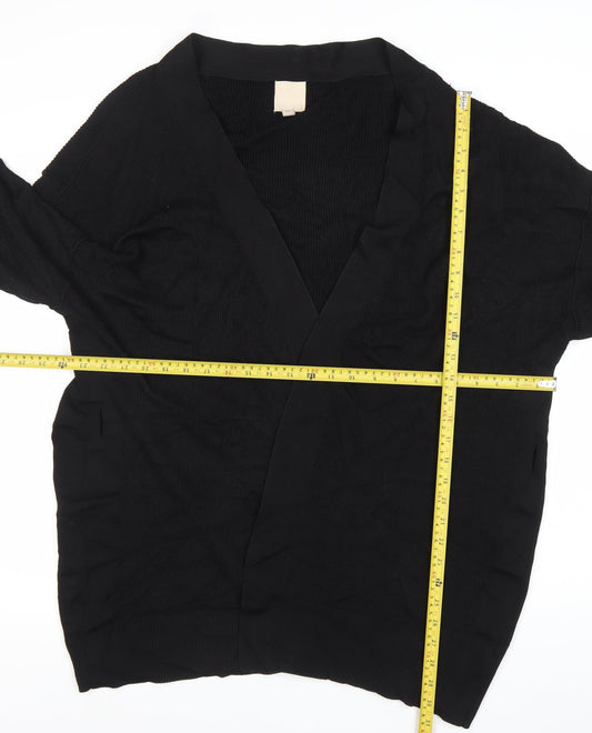 H&M Womens Black V-Neck Knit Cardigan Medium M Long Sleeve
