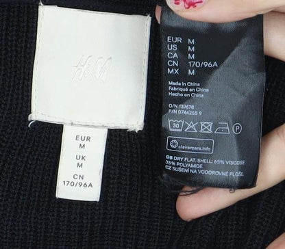 H&M Womens Black V-Neck Knit Cardigan Medium M Long Sleeve