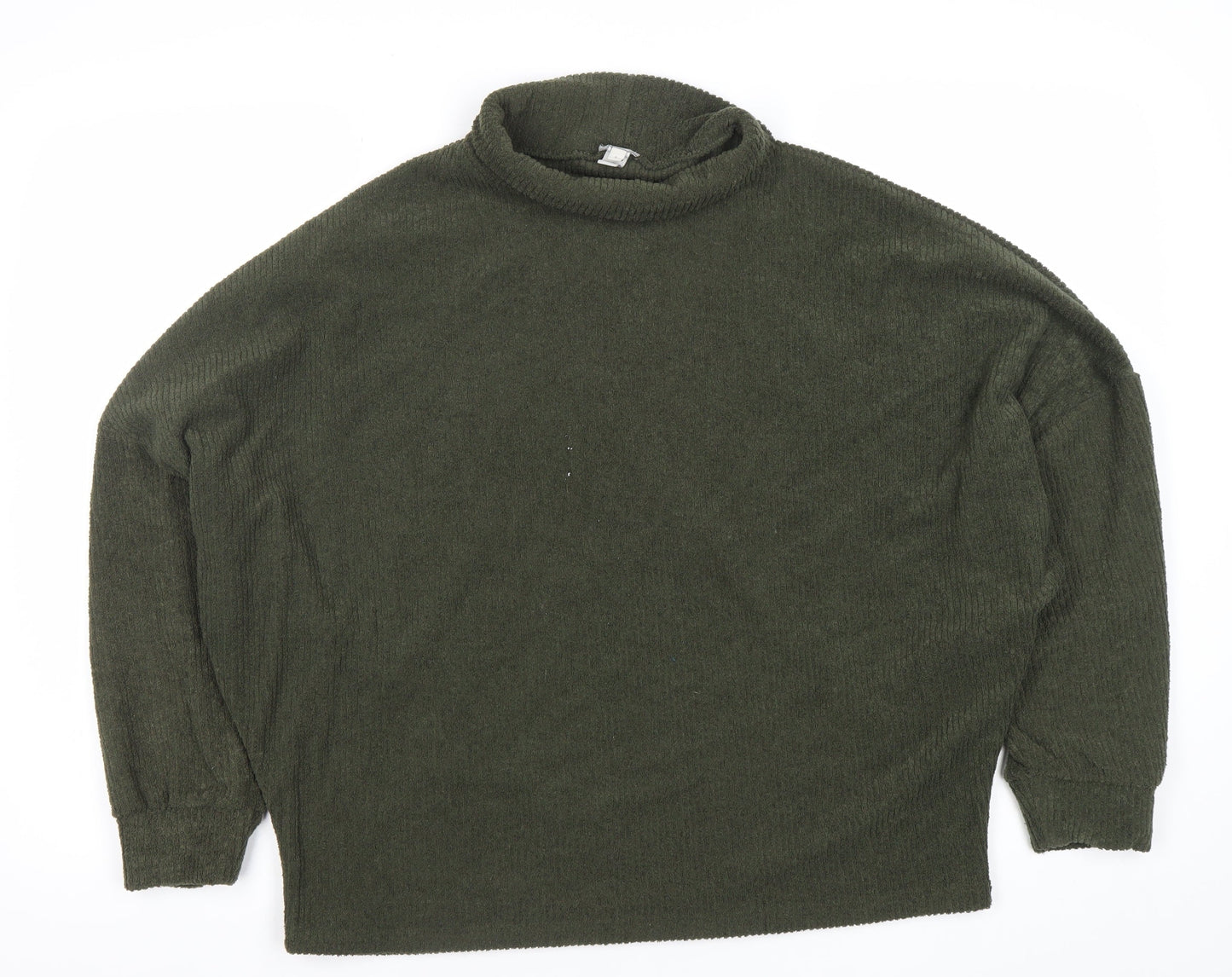 River Island Women’s Green Roll Neck Relaxed Knit Pullover Sweatshirt Size 2