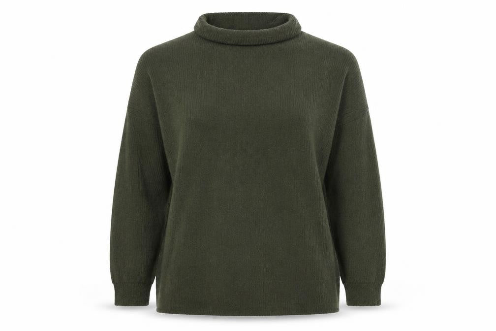 River Island Women’s Green Roll Neck Relaxed Knit Pullover Sweatshirt Size 2
