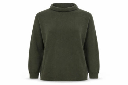River Island Women’s Green Roll Neck Relaxed Knit Pullover Sweatshirt Size 2