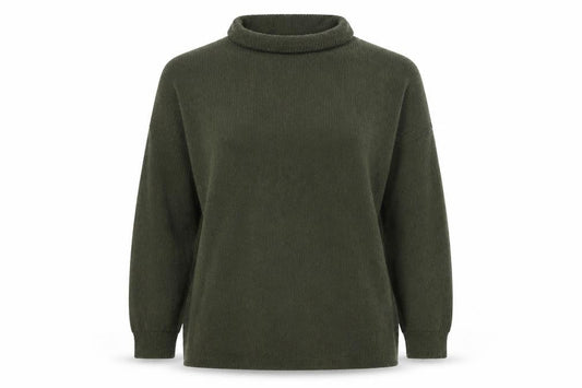 River Island Women’s Green Roll Neck Relaxed Knit Pullover Sweatshirt Size 2