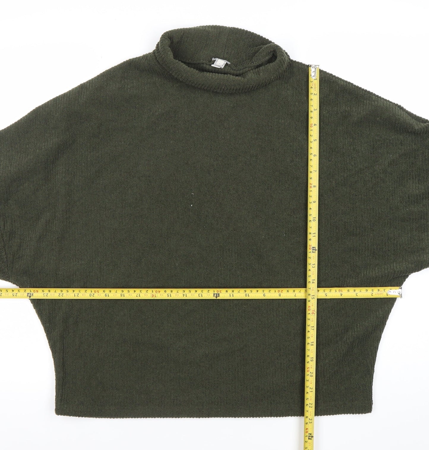 River Island Women’s Green Roll Neck Relaxed Knit Pullover Sweatshirt Size 2