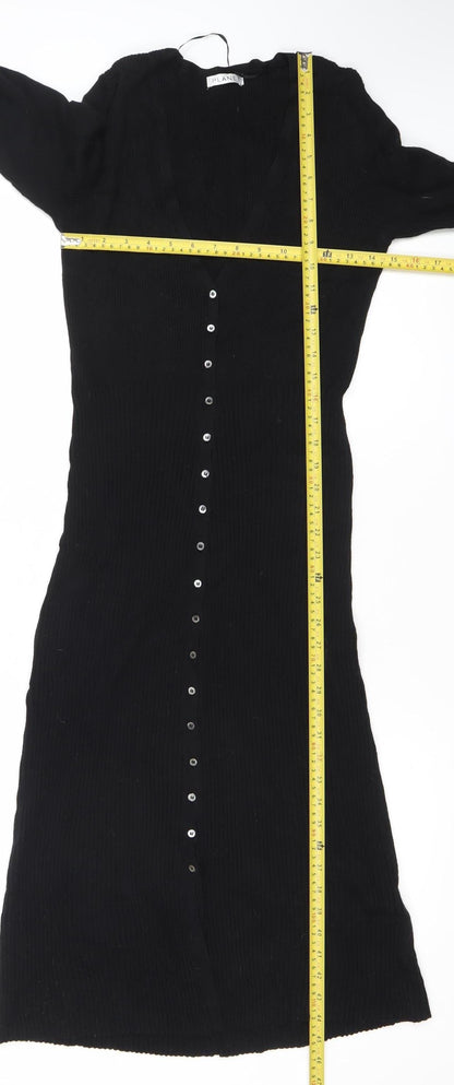 Planet Women Black Small Bodycon Knit Knee Length Dress