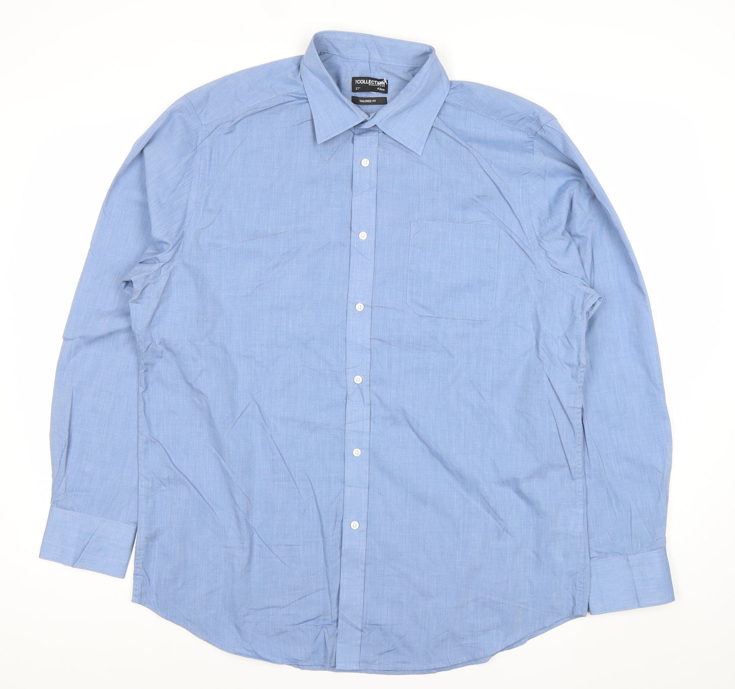 The Collection Debenhams Men's Blue Tailored Fit Long Sleeve Dress Shirt 17 Collar 43cm